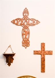 Wood Carved & Fretwork Crosses /Crucifixes, Black Forest Mini Wall Shelf