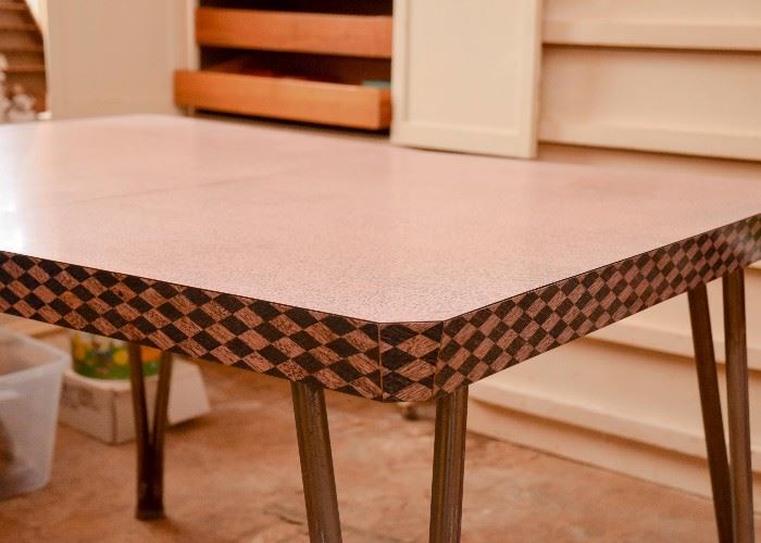 Vintage 1950's Pink & Gray Formica Kitchen Table