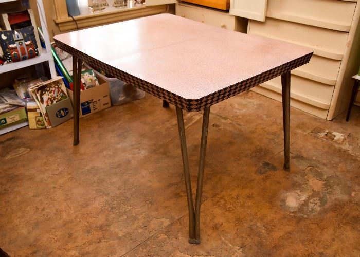 Vintage 1950's Pink & Gray Formica Kitchen Table