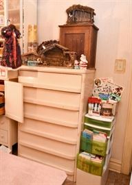 Creamy White Painted Highboy Dresser / Chest of Drawers