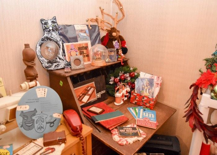 Vintage Secretary, Christmas Decor, Office Supplies, Etc.