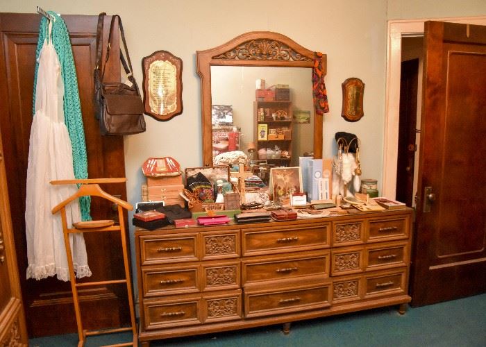 Vintage Lowboy Dresser / Chest with Mirror
