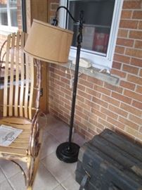 Vintage floor lamp.  *NOTE:  Hickory rocker is not included in the sale.  Family has removed this item.