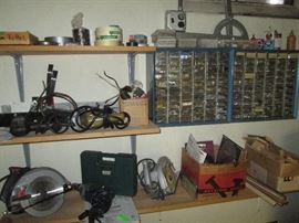 Assortment of hand tools and power tools