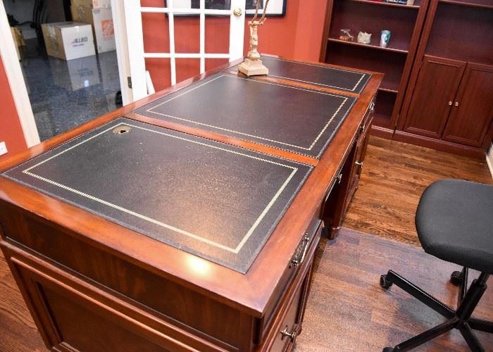 BUY IT NOW! Lot #111, Executive Office Desk with Leather Top, $400