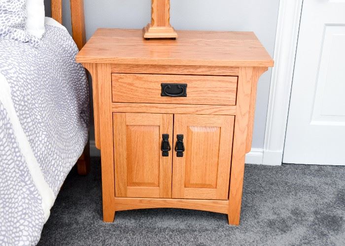 BUY IT NOW! Lot #120, Mission-Style Medium Wood Tone Nightstand, $85, (Approx. 27.5" L x 19.5" W x 28" H) VERY NICE!