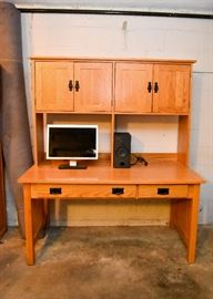 BUY IT NOW! Lot #121, Mission-Style Medium Wood Desk with Hutch & Chair, $350, VERY NICE!