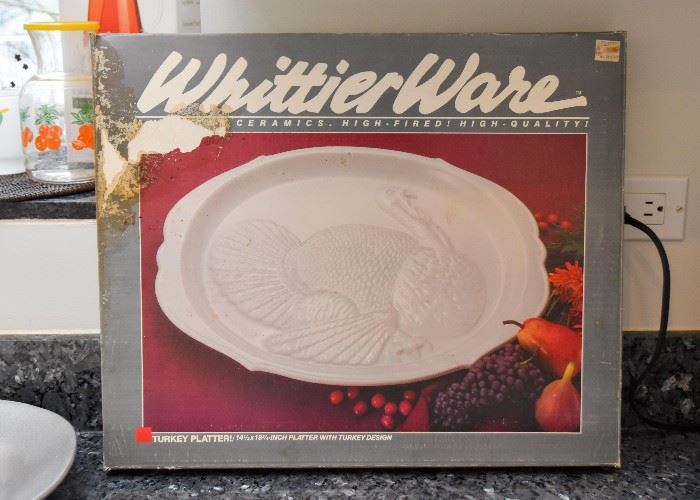 White Ceramic Turkey Platter