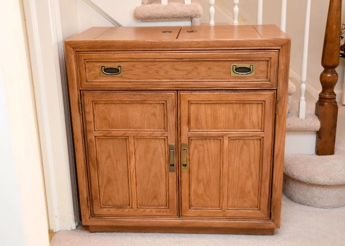 BUY IT NOW!  Lot # 200, Vintage Stanley Furniture Wood Bar Cabinet, $250 (Approx. 34" L x 18" W x 34" H with leaves closed)