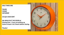 SALE TIMES thurs fri sat