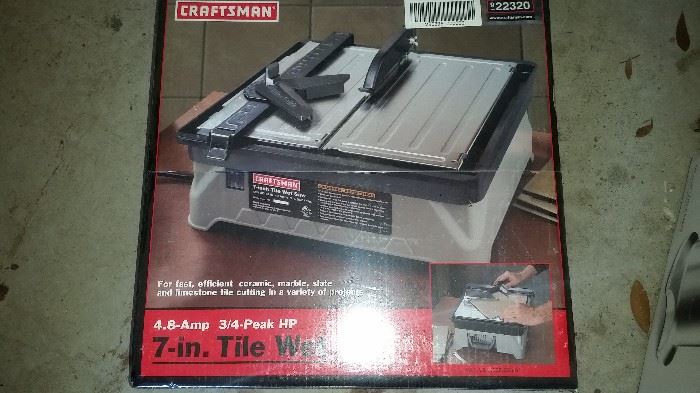 New tile saw in box
