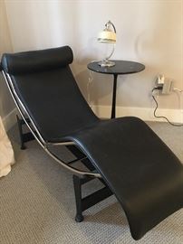 Mies Van Der Rohe Style Chaise, Saarinen Style Tulip End Table