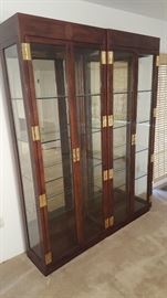 2 Solid wood 4 glass shelves lighted cabinets. Mirrored back.  Each 31.5" x15"x 82"