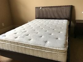 You don't have to sleep single in this double bed.  And a velvet headboard....yum!!!