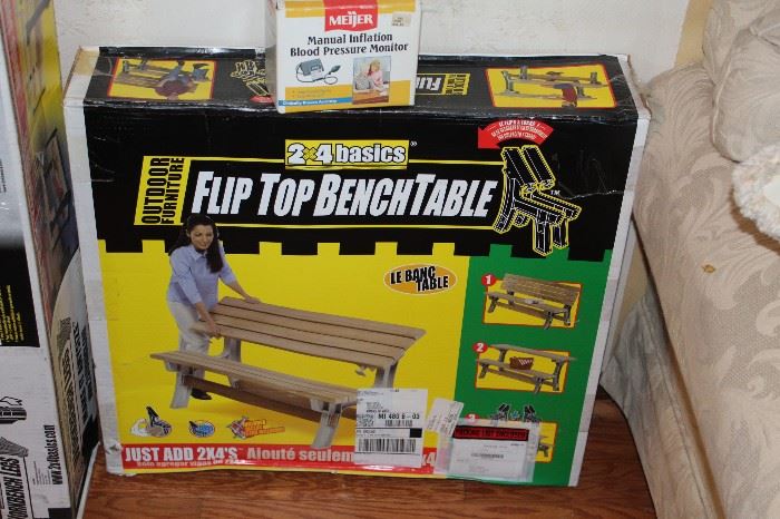 new in box hardware to build flip top bench sold