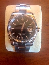 Two Tone 18k white gold and stainless steel men's date just Rolex w/box papers and receipt