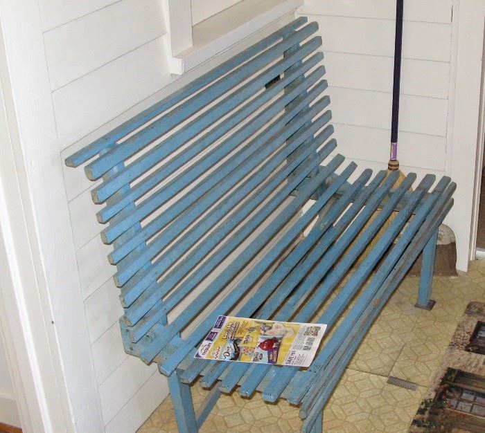 Bench in blue paint