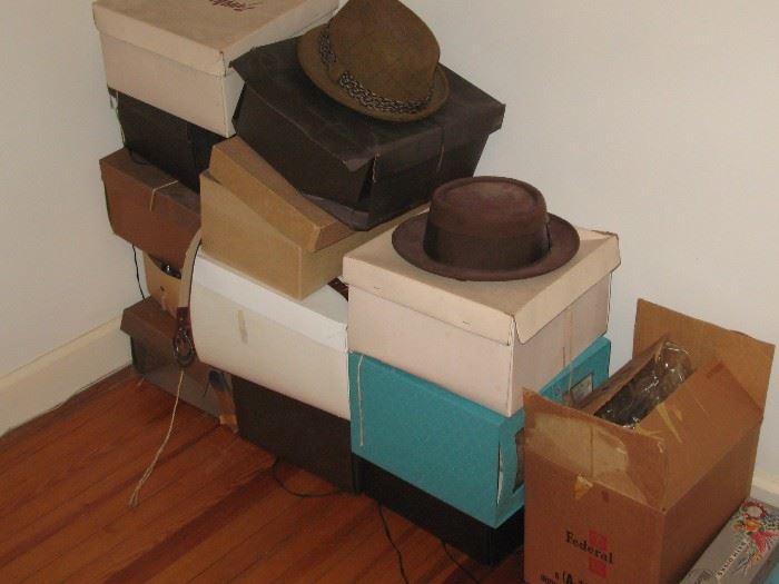 Vintage and early hats in original boxes