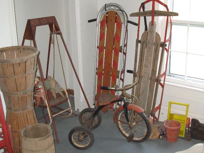 1940's and 50's Murray tricycle and sleds 