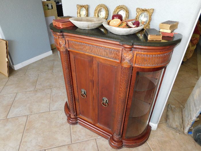 Demilune cabinet with marble top