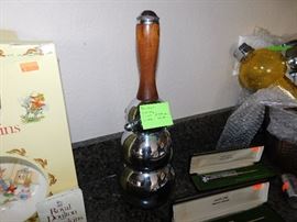 Vintage Chrome/ wood Jingle Bell cocktail shaker c1940