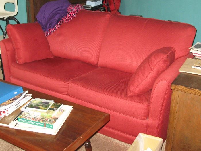 Red Sleeper Sofa--clean and in excellent condition