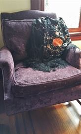 #2 purple chair.... vintage embroidered piano scarf