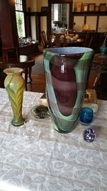 hand blown glass ware, some signed