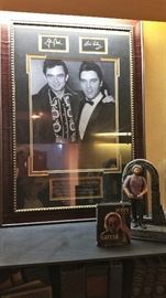 framed photo of Johnny Cash and Elvis, signed, excellent condition