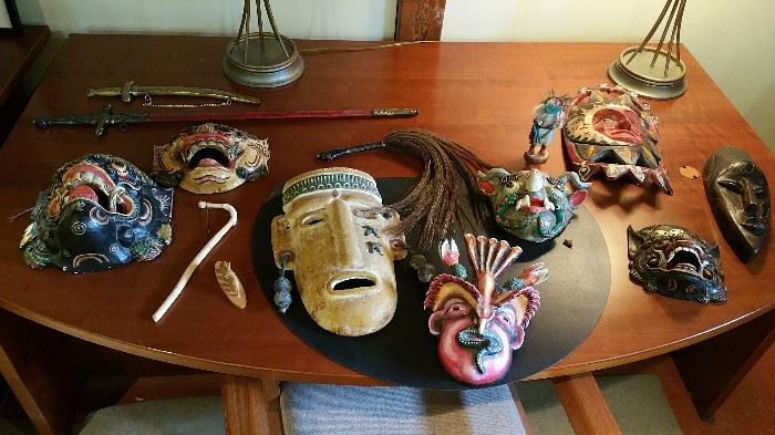 wooden and terra cotta hand made masks