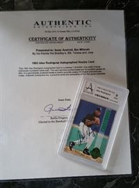 Alex Rodriguez (A-Rod) 1993 autographed rookie card in plastic case with cert of authenticity.  Nice!