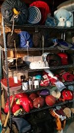 sporting equipment - sleeping bags, scuba fins, snorkle, helmets, 'boxing' gloves,  etc....