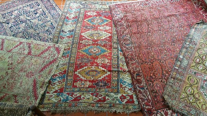 5 collectible 19th century rugs-lovely Caucuses pieces including Daghestan yellow background prayer rug