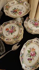Carl Thieme Hand Painted Plates, Gilt & Floral Design,  with openwork edges (reticulated)