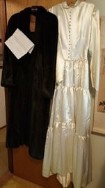 vintage full length mink - satin wedding dress
