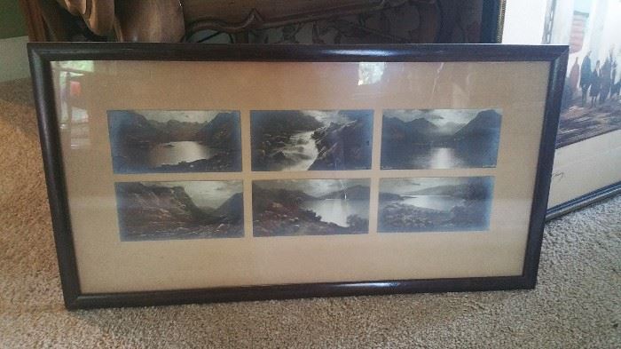 vintage matted and framed colorized photo collection
