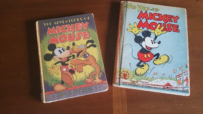 MICK MOUSE!  1930's first printing Mickey Mouse books - Pop up book, and The Adventures of Mickey, Book number 2 - EXCELLENT condition!