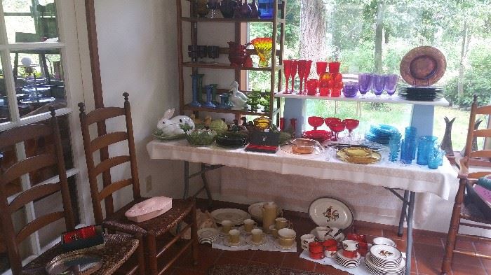 great selection of colorful glassware - some vintage some newer