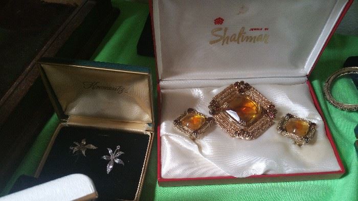 Shalimar brooch and earrings....