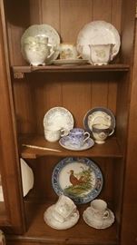 lots of antique fine china - great tea cup collection - Wedgwood plate