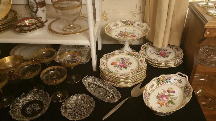Dresden china - hand painted florals