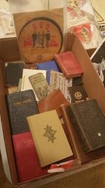 lots of little books, pamphlets - bibles, Mason's - ton's of interesting stuff!  and USO record...