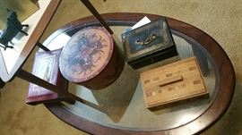 better shot of boxes...but now there are children's books on this table...