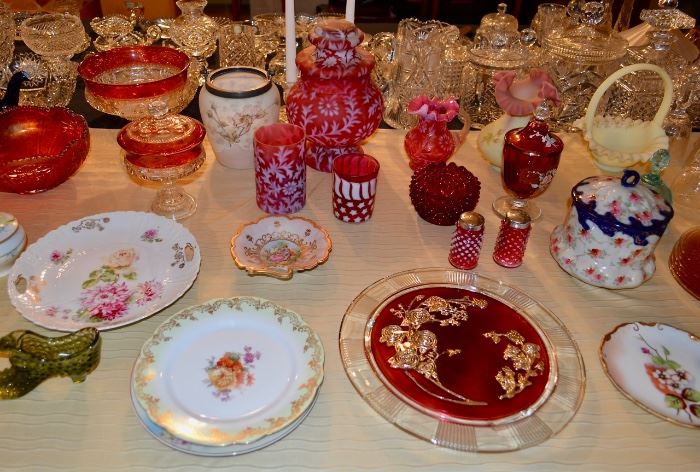 TABLES of Vintage Ceramics and Glass