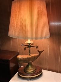 Super fun vintage lamp; whale figure 