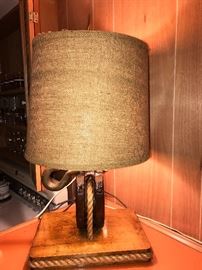 Lamp made from a vintage pulley 