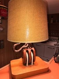 Another lamp made from a pulley 