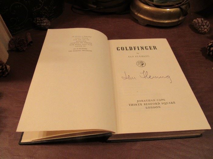 Goldfinger, 1st Edition, Publisher: Jonathan Cape, London. Missing Dust Jacket and signature is not authentic.