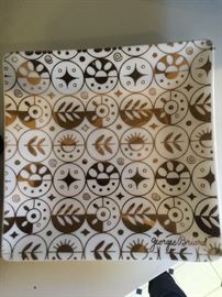 Gold and white square decorative plates by Georges Briard, 1970s