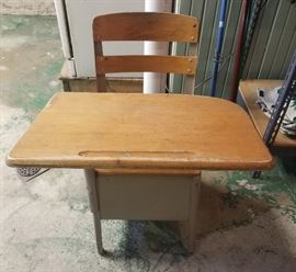 Vintage School desk. Great platform for kids projects in a room with not much space to work.